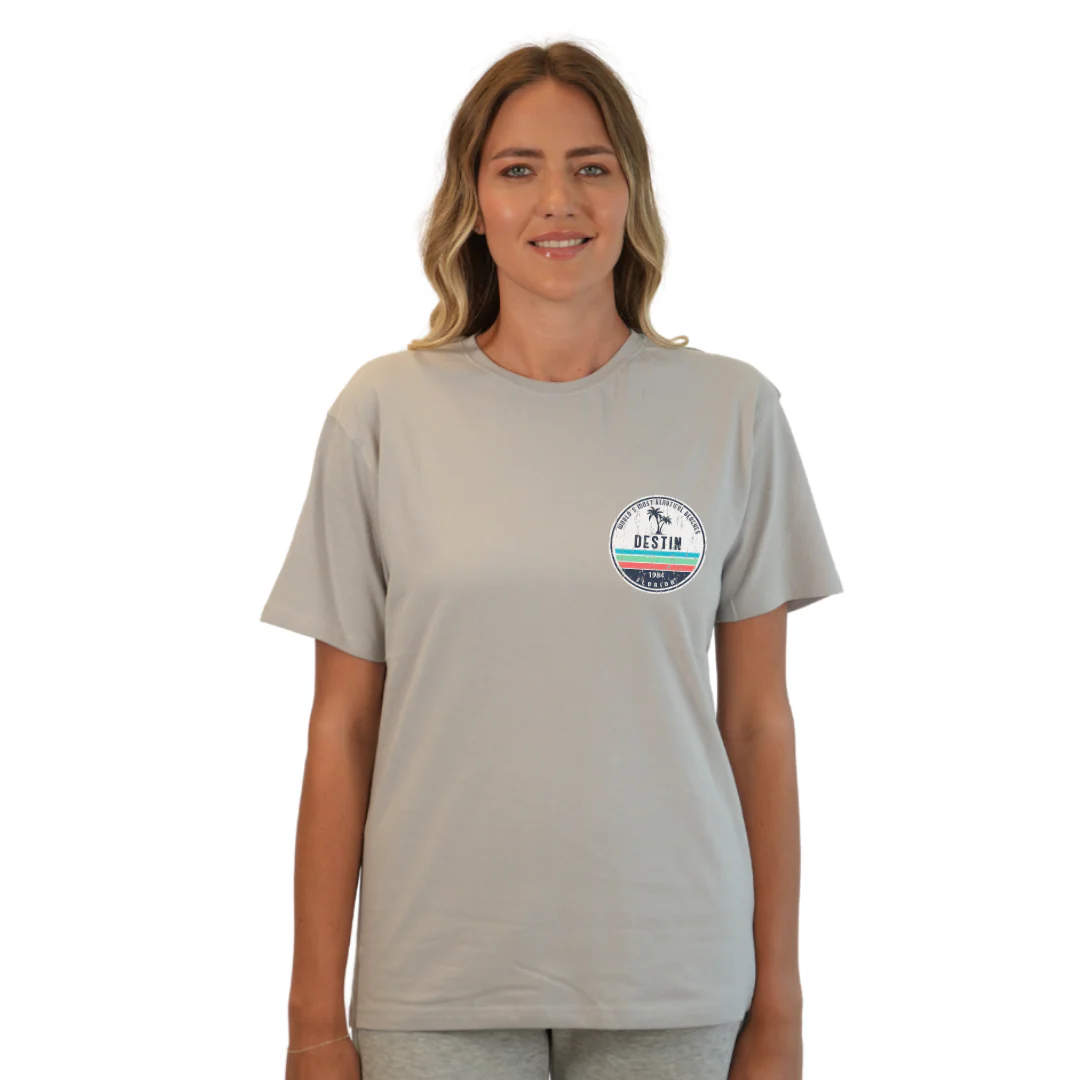 Destin Florida Combed Cotton Women T-Shirt with a Front Pocket Design and back big circle 2 Palm Trees 1915 Design Style CC1000 - Image 19