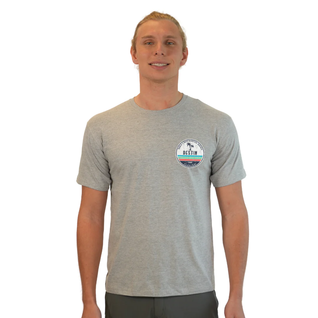 Destin Florida Combed Cotton Men T-Shirt with a Front Pocket Design and back big circle 2 Palm Trees 1915 Design Style CC1000 - Image 13