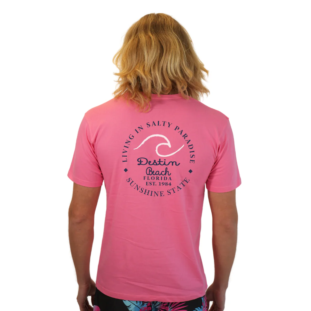 Destin Florida Combed Cotton Men T-Shirt with a Front Pocket Design and back "Living in Salty Paradise" Design Style CC1000 - Image 12