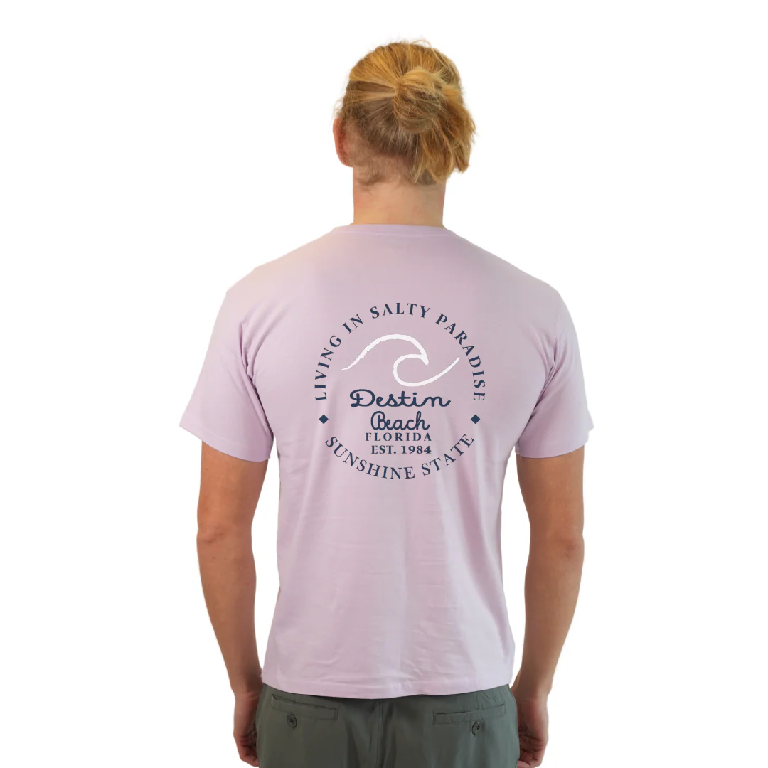 Destin Florida Combed Cotton Men T-Shirt with a Front Pocket Design and back "Living in Salty Paradise" Design Style CC1000 - Image 22