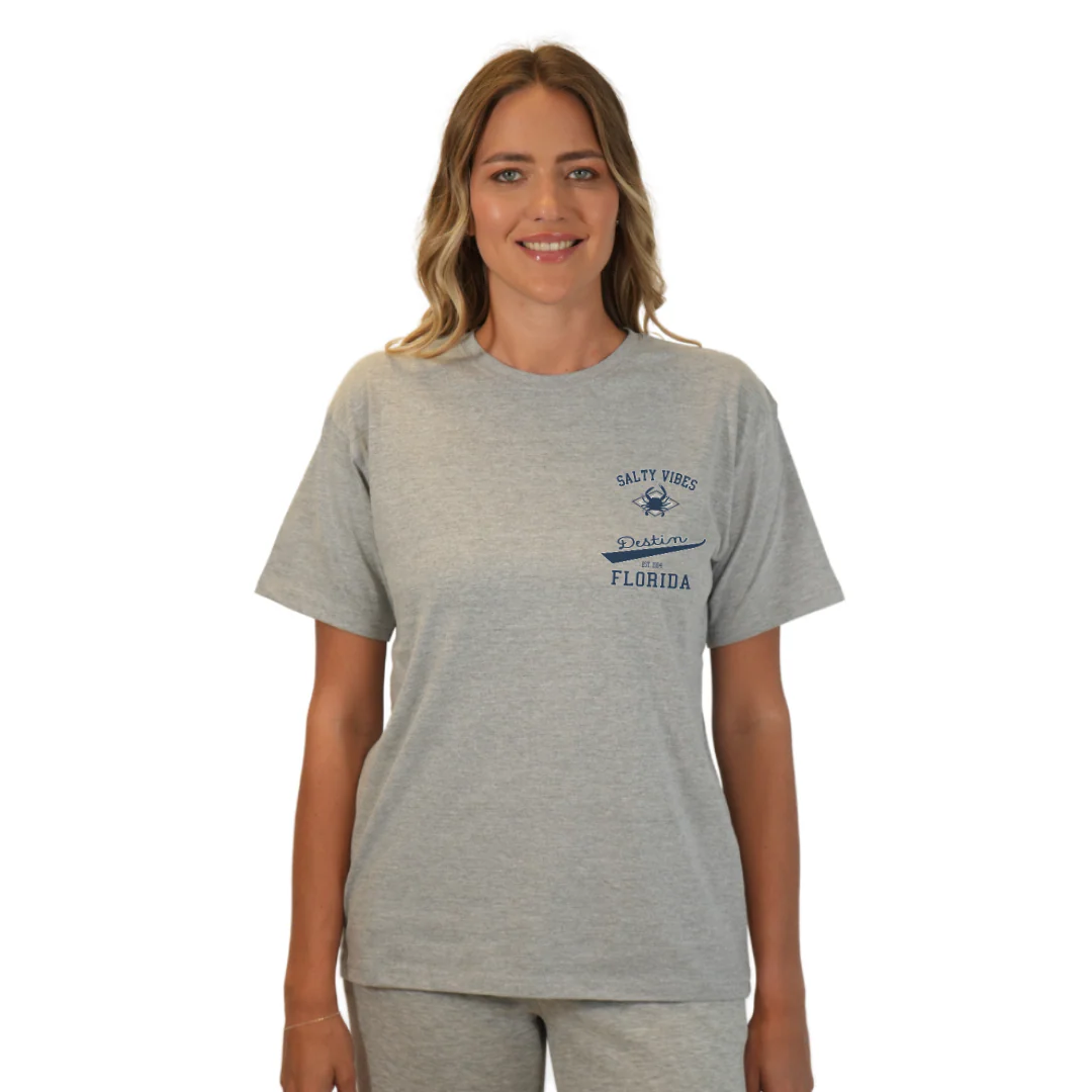 Destin Florida Combed Cotton Women T-Shirt with a Front Pocket Design and back "Salty Vibes Crab" Design Style CC1000 - Image 13