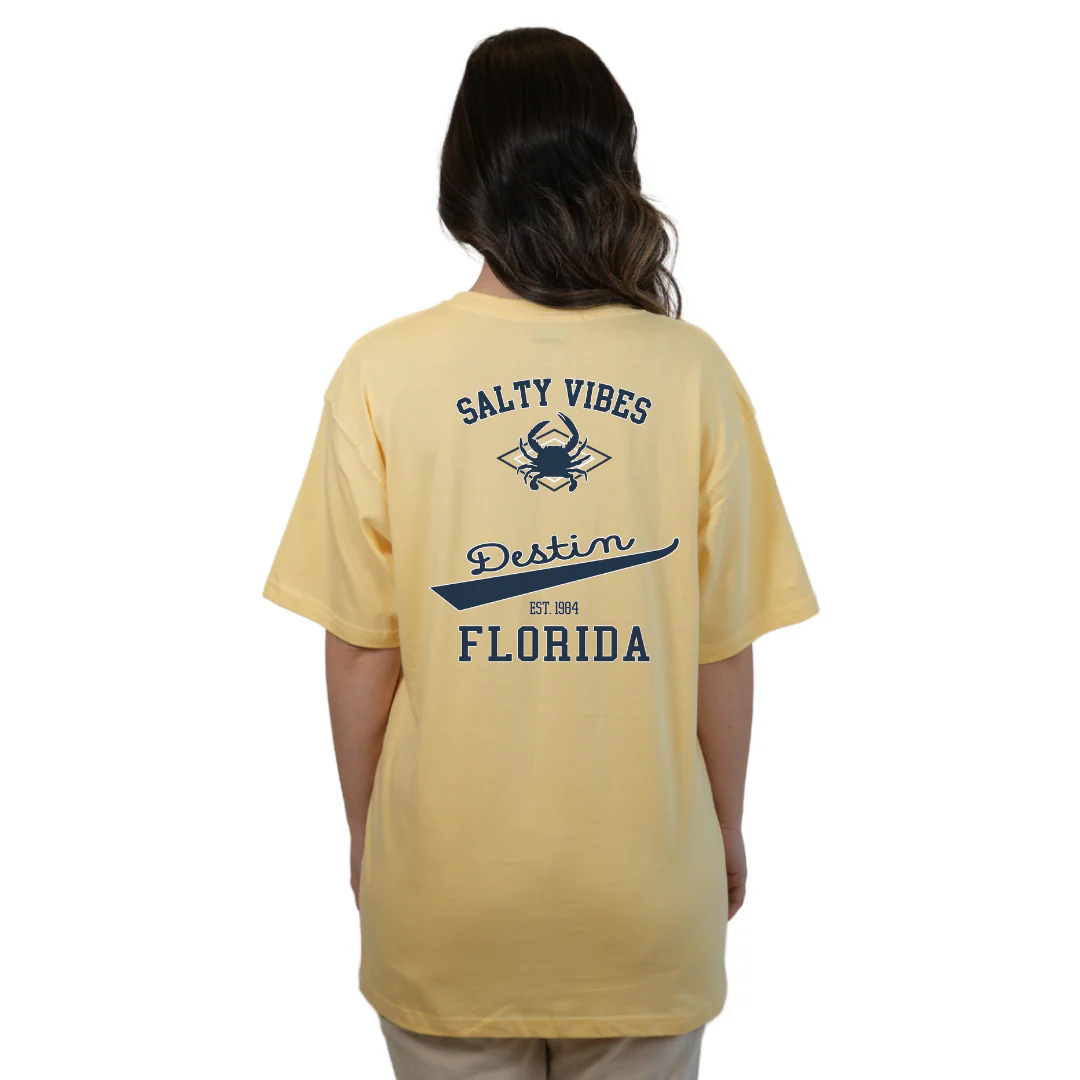 Destin Florida Combed Cotton Women T-Shirt with a Front Pocket Design and back "Salty Vibes Crab" Design Style CC1000 - Image 8