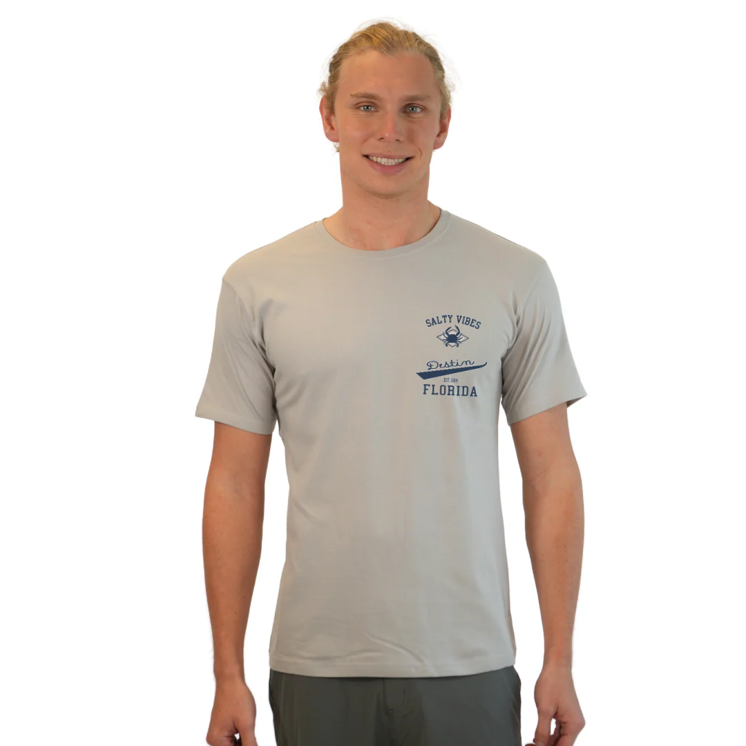 Destin Florida Combed Cotton Men T-Shirt with a Front Pocket Design and back "Salty Vibes Crab" Design Style CC1000 - Image 17