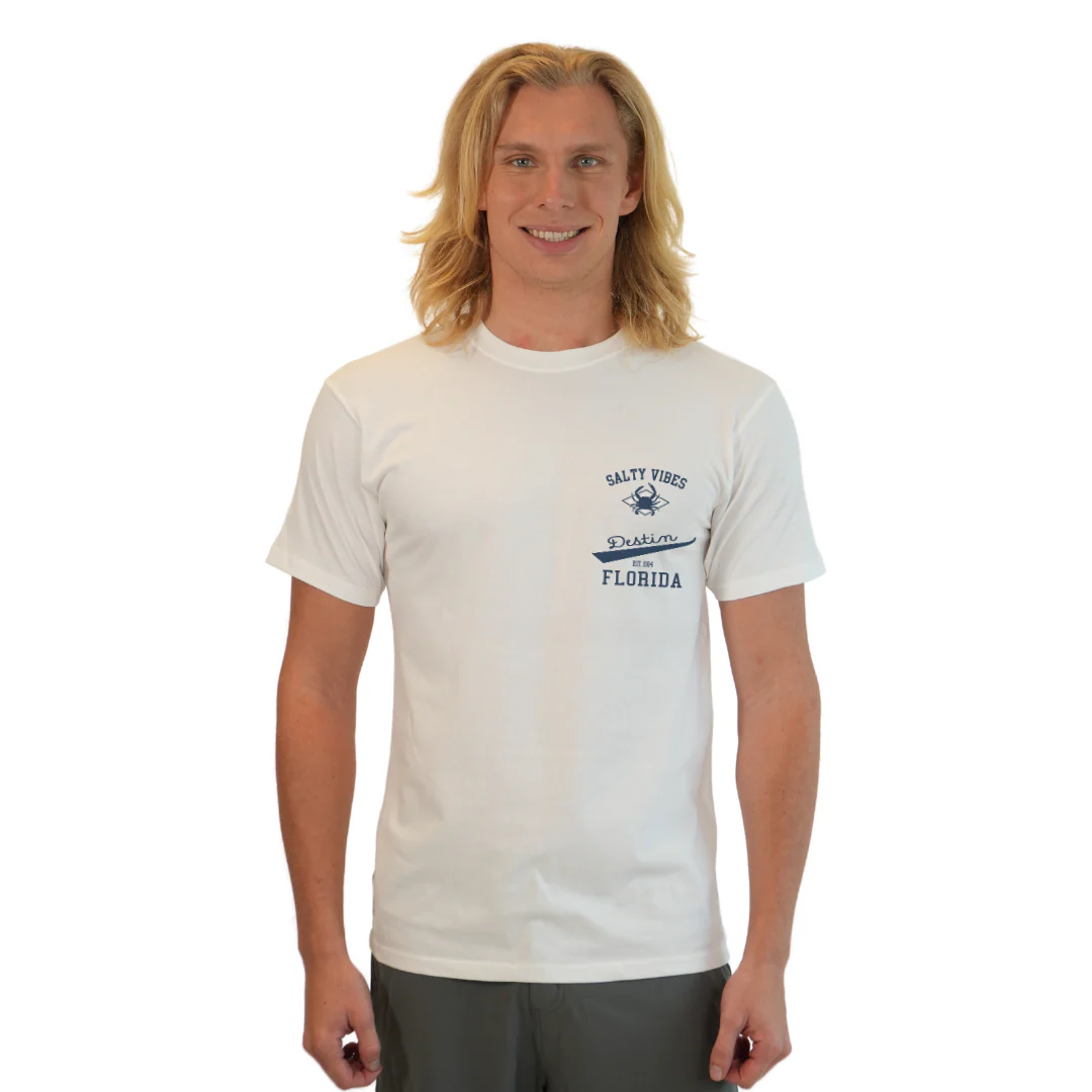 Destin Florida Combed Cotton Men T-Shirt with a Front Pocket Design and back "Salty Vibes Crab" Design Style CC1000 - Image 19