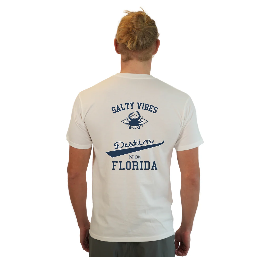Destin Florida Combed Cotton Men T-Shirt with a Front Pocket Design and back "Salty Vibes Crab" Design Style CC1000 - Image 20