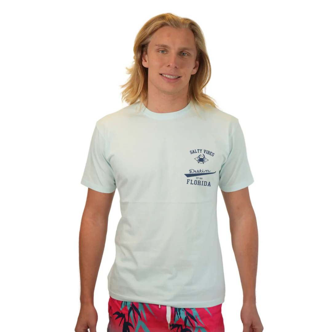 Destin Florida Combed Cotton Men T-Shirt with a Front Pocket Design and back "Salty Vibes Crab" Design Style CC1000 - Image 21