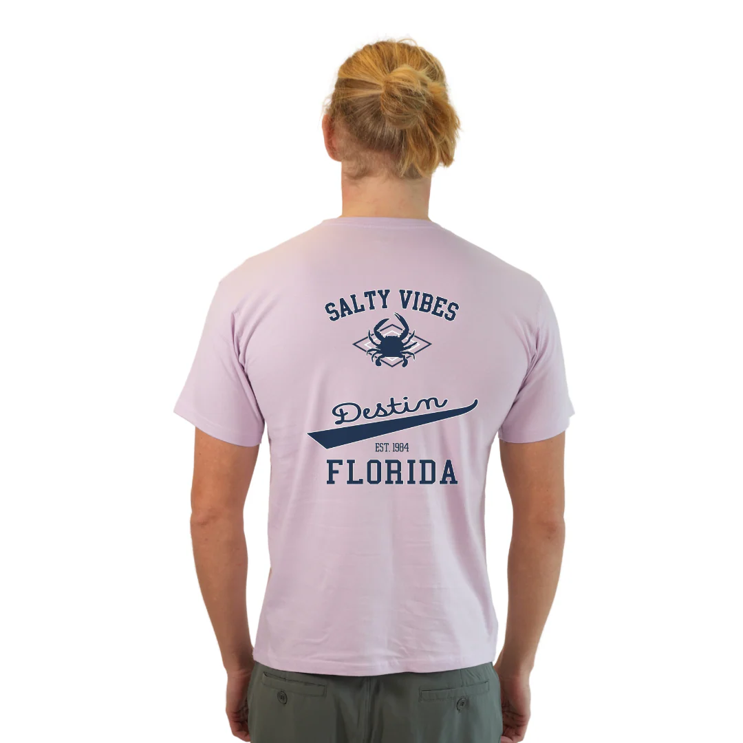 Destin Florida Combed Cotton Men T-Shirt with a Front Pocket Design and back "Salty Vibes Crab" Design Style CC1000 - Image 4