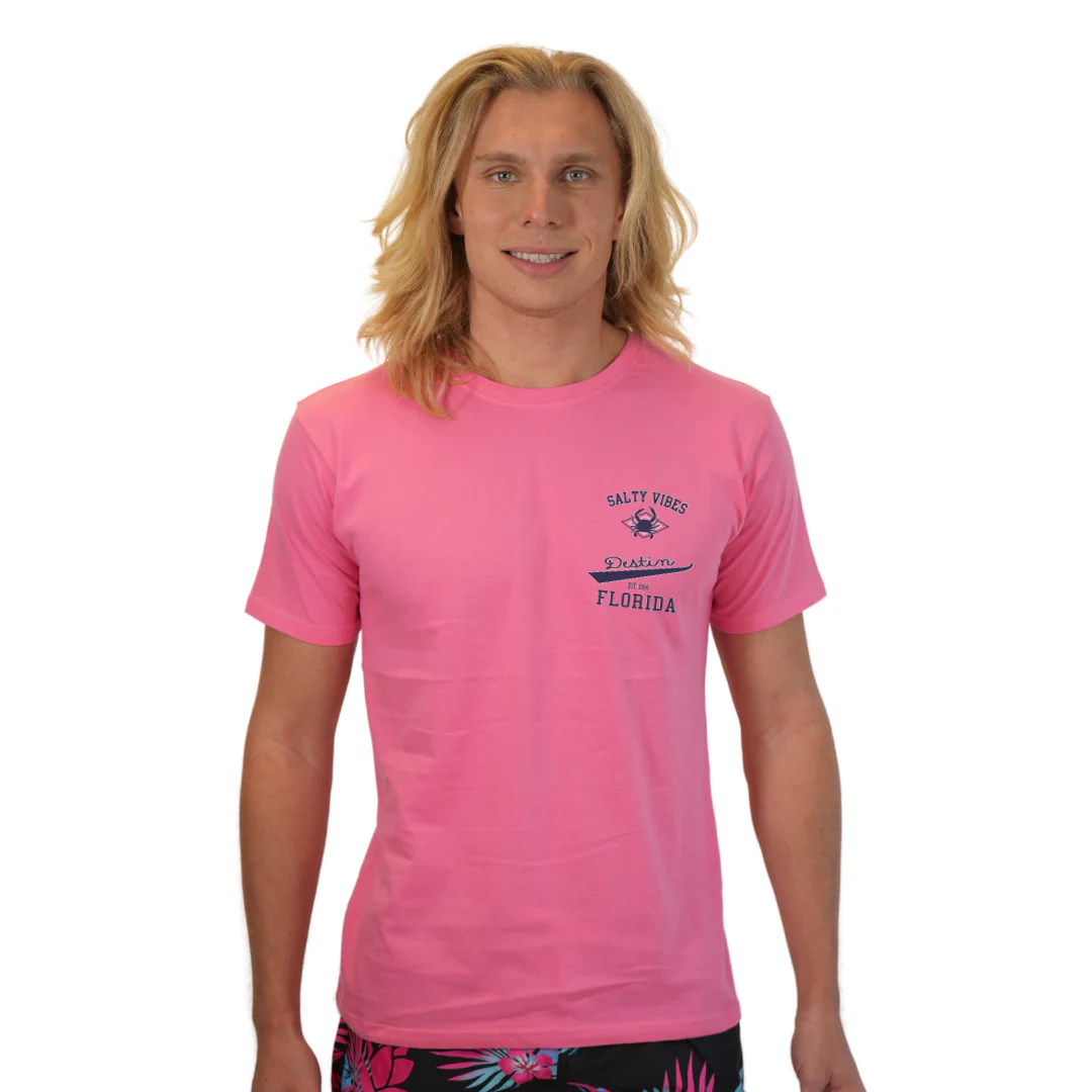 Destin Florida Combed Cotton Men T-Shirt with a Front Pocket Design and back "Salty Vibes Crab" Design Style CC1000 - Image 7
