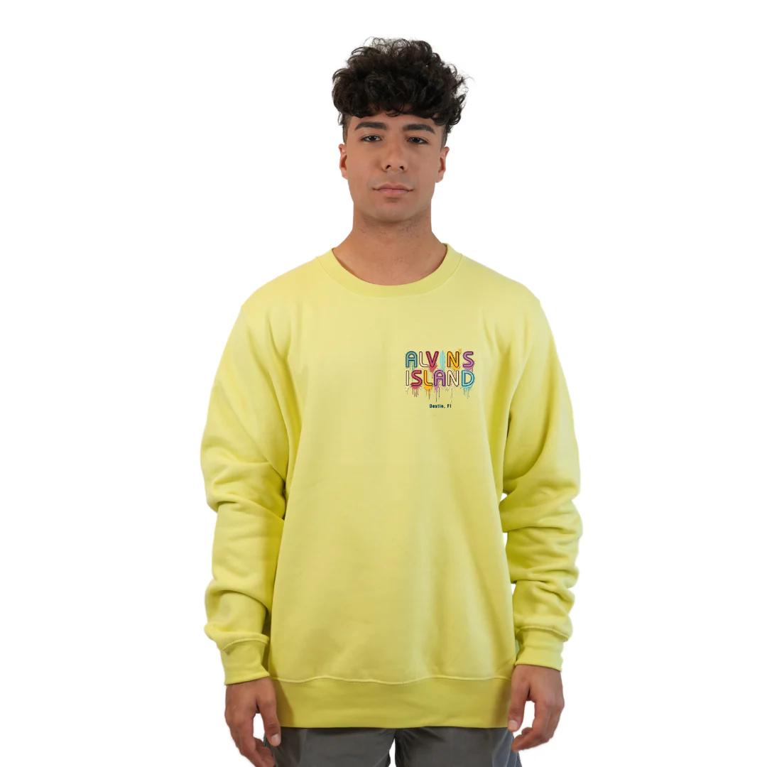 Destin Florida Fleece Crewneck Sweatshirt Men with a Alvin's Island Drip Panting Design Style 067 - Image 3