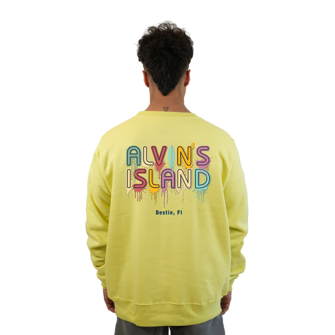 Destin Florida Fleece Crewneck Sweatshirt Men with a Alvin's Island Drip Panting Design Style 067 - Image 4