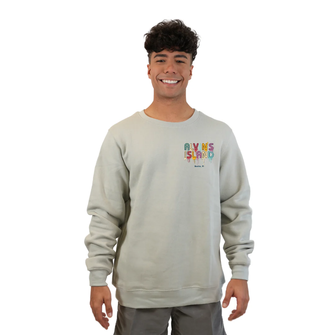 Destin Florida Fleece Crewneck Sweatshirt Men with a Alvin's Island Drip Panting Design Style 067 - Image 5