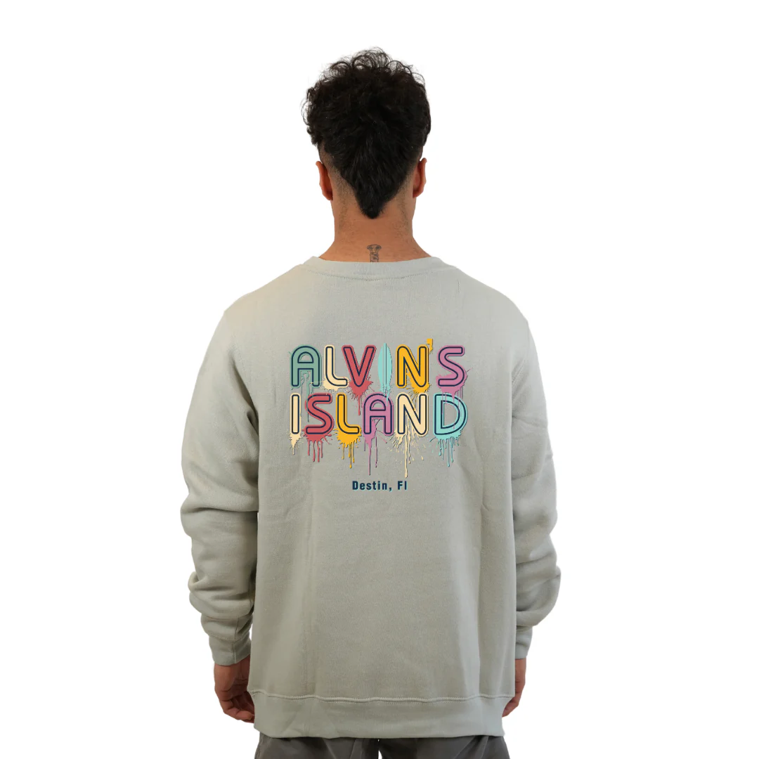 Destin Florida Fleece Crewneck Sweatshirt Men with a Alvin's Island Drip Panting Design Style 067 - Image 6