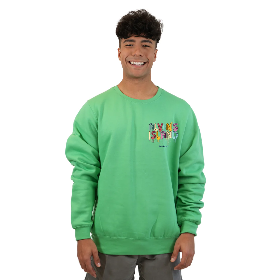 Destin Florida Fleece Crewneck Sweatshirt Men with a Alvin's Island Drip Panting Design Style 067 - Image 7