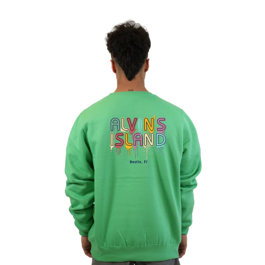 Destin Florida Fleece Crewneck Sweatshirt Men with a Alvin's Island Drip Panting Design Style 067 - Image 8