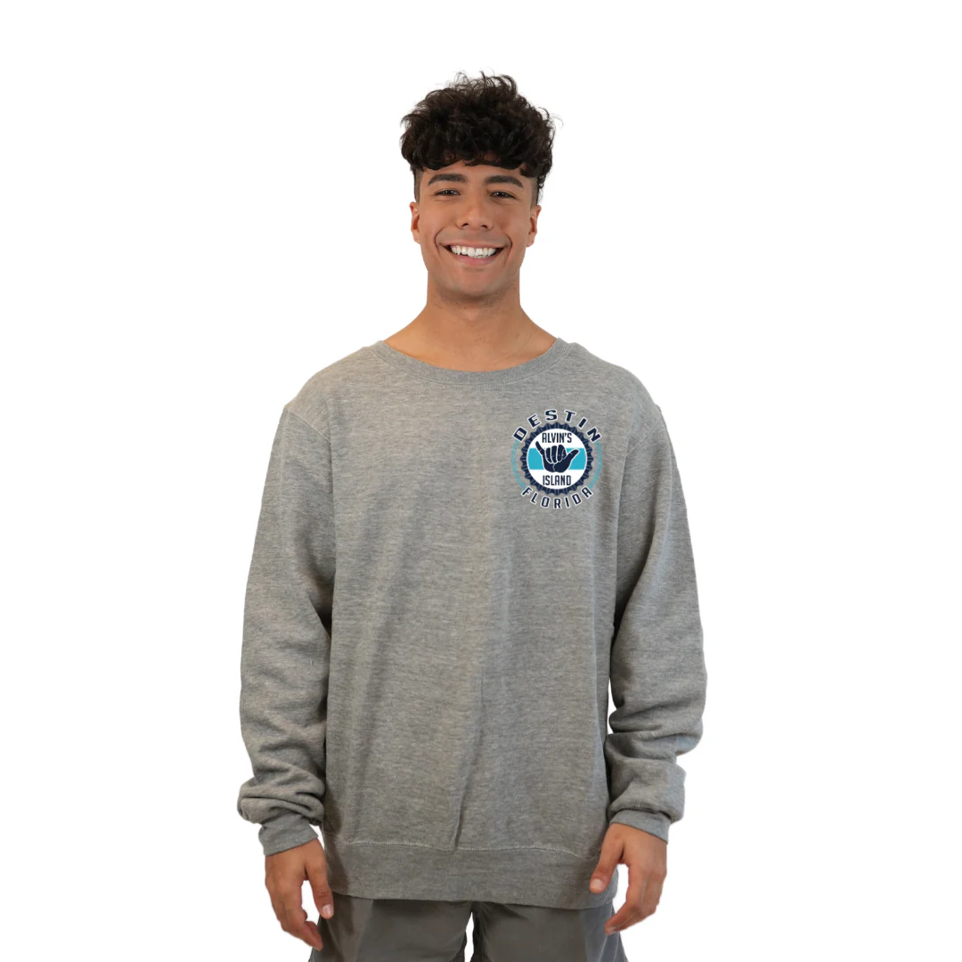 Destin Florida Fleece Crewneck Sweatshirt Men with Alvin's Island Hang Loose Front and Back Design Style 067 - Image 9