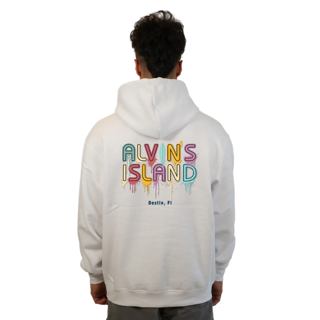Destin Florida Pullover Hoodie Men with Alvin's Island Drip Panting front and back Design Style 252 - Image 2