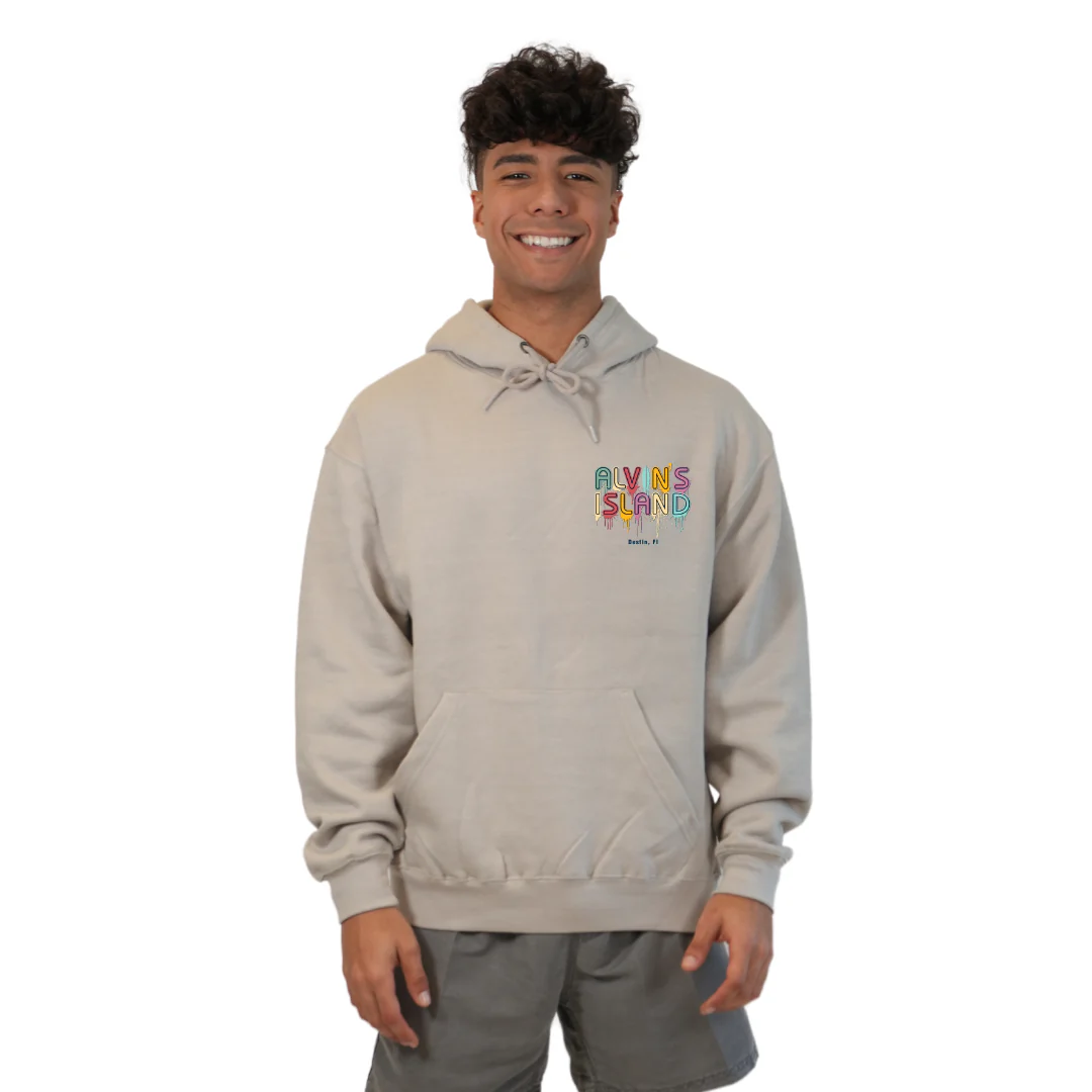 Destin Florida Pullover Hoodie Men with Alvin's Island Drip Panting front and back Design Style 252 - Image 3