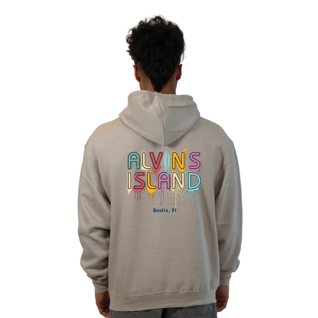 Destin Florida Pullover Hoodie Men with Alvin's Island Drip Panting front and back Design Style 252 - Image 4