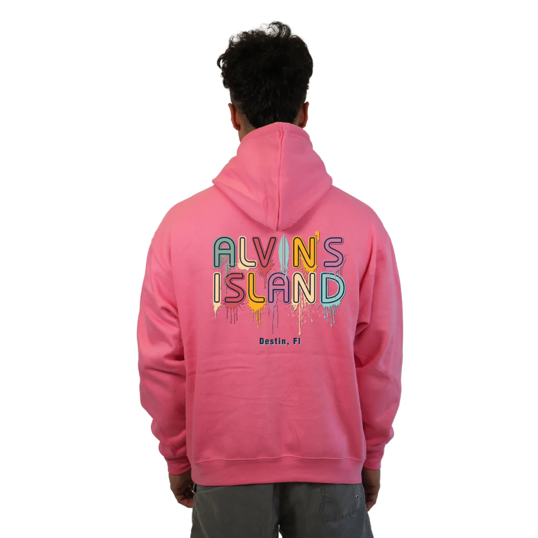 Destin Florida Pullover Hoodie Men with Alvin's Island Drip Panting front and back Design Style 252 - Image 6