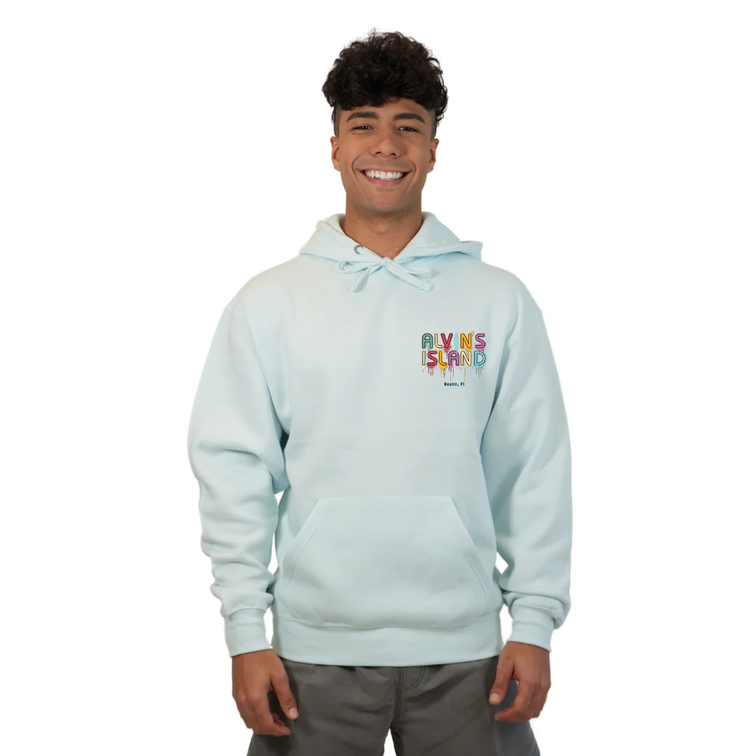 Destin Florida Pullover Hoodie Men with Alvin's Island Drip Panting front and back Design Style 252 - Image 7