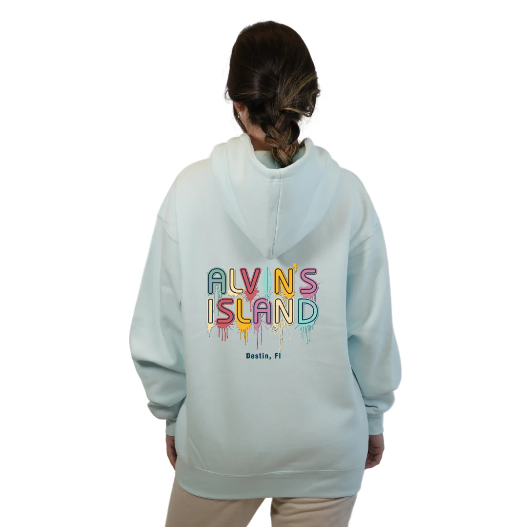 Destin Florida Pullover Hoodie Women with a Alvin's island  Drip  Painting Design Style 252 - Image 10