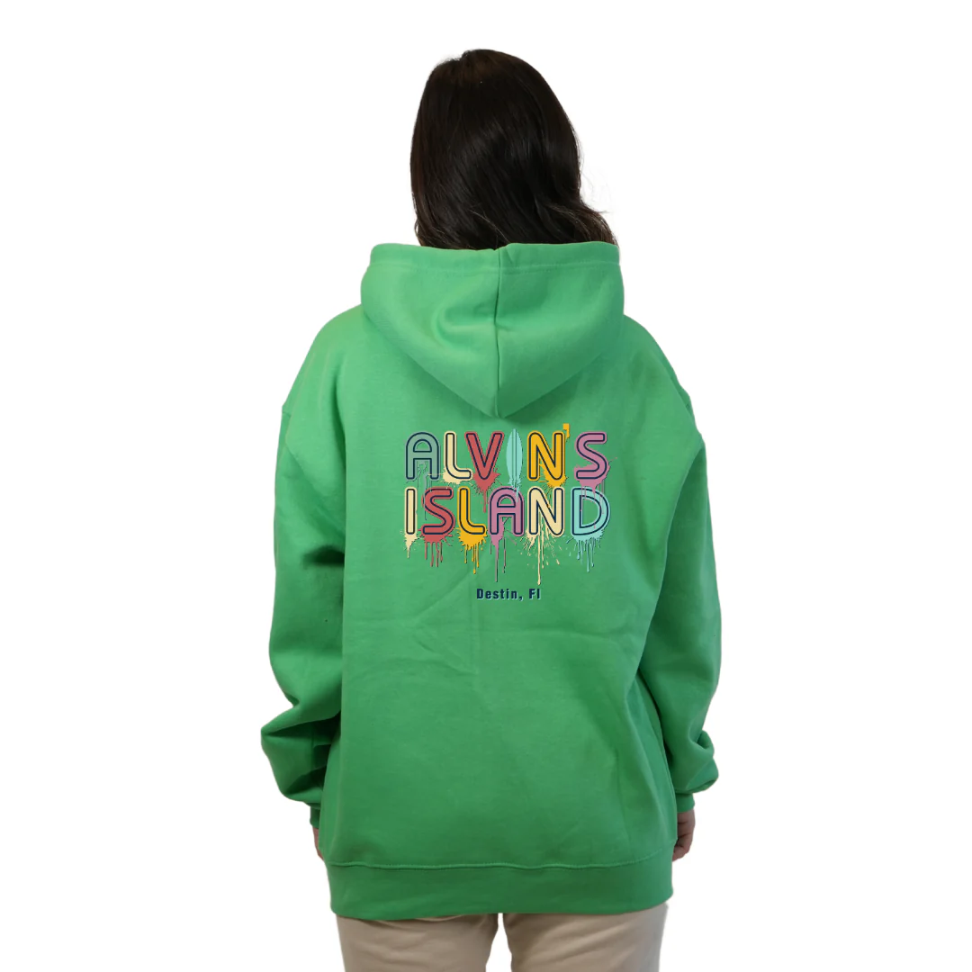 Destin Florida Pullover Hoodie Women with a Alvin's island  Drip  Painting Design Style 252 - Image 8