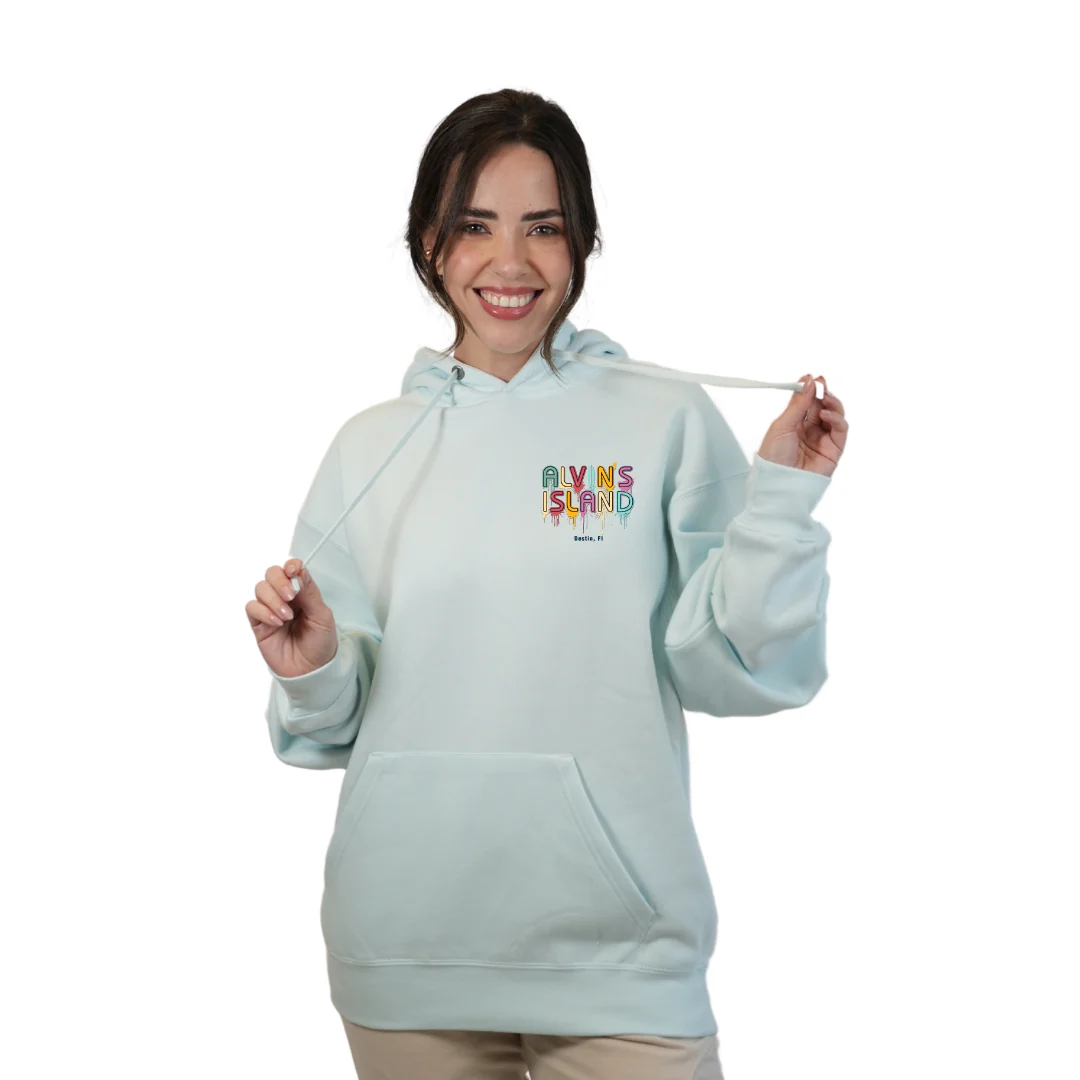 Destin Florida Pullover Hoodie Women with a Alvin's island  Drip  Painting Design Style 252 - Image 9