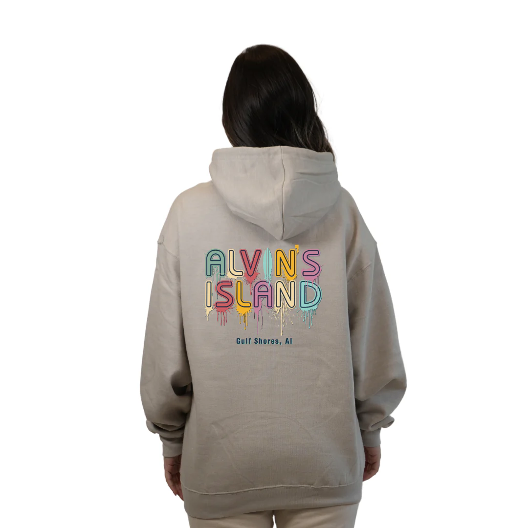 Gulf Shores Pullover Hoodie Women with a Alvin's island  Drip  Painting Design Style 252 - Image 10