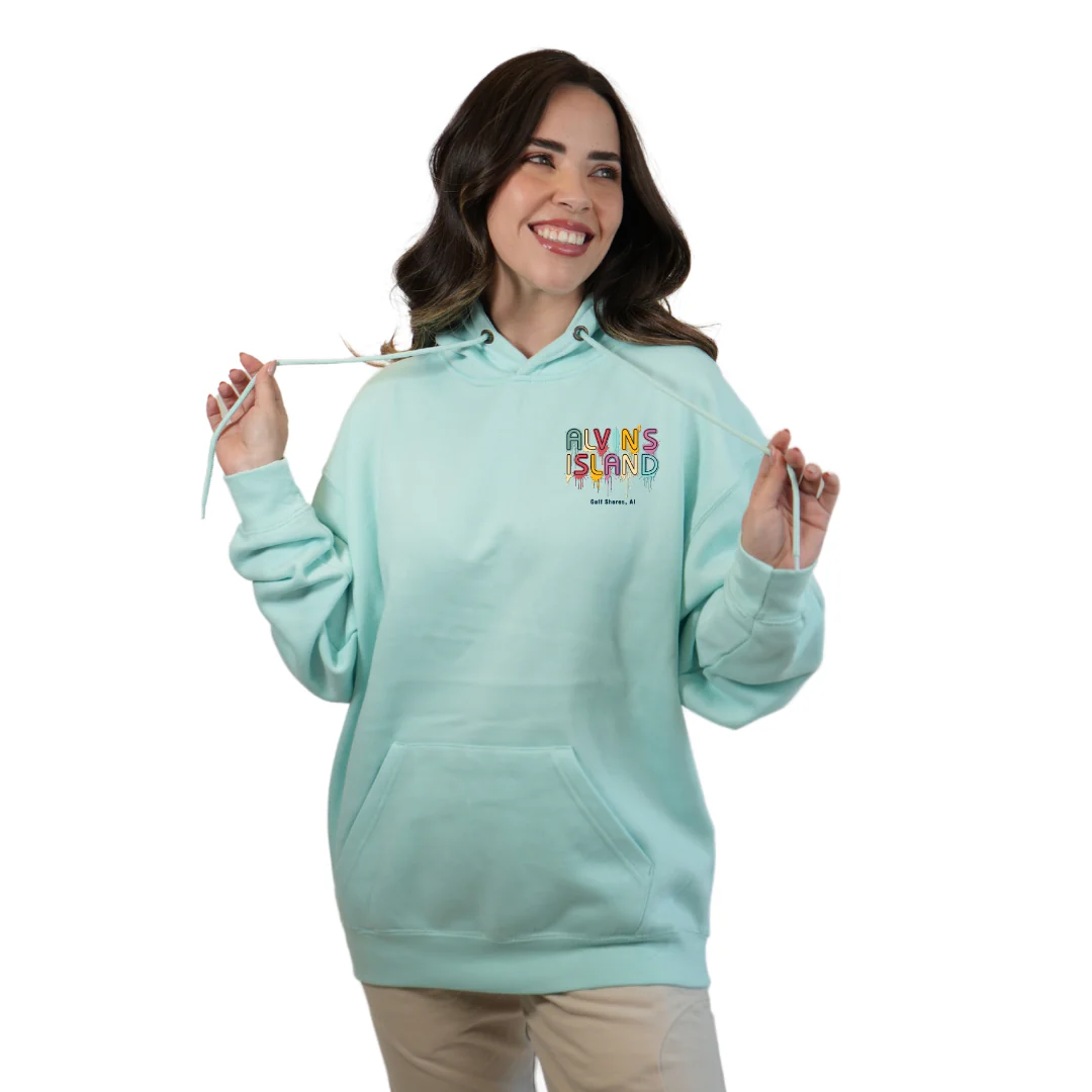 Gulf Shores Pullover Hoodie Women with a Alvin's island  Drip  Painting Design Style 252 - Image 11
