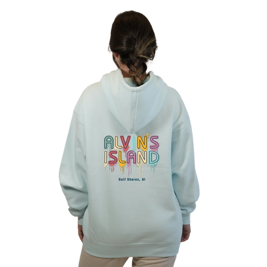 Gulf Shores Pullover Hoodie Women with a Alvin's island  Drip  Painting Design Style 252 - Image 12