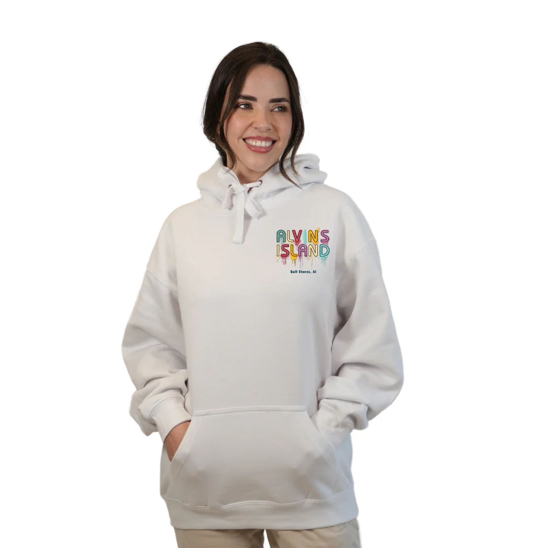Gulf Shores Pullover Hoodie Women with a Alvin's island  Drip  Painting Design Style 252 - Image 3