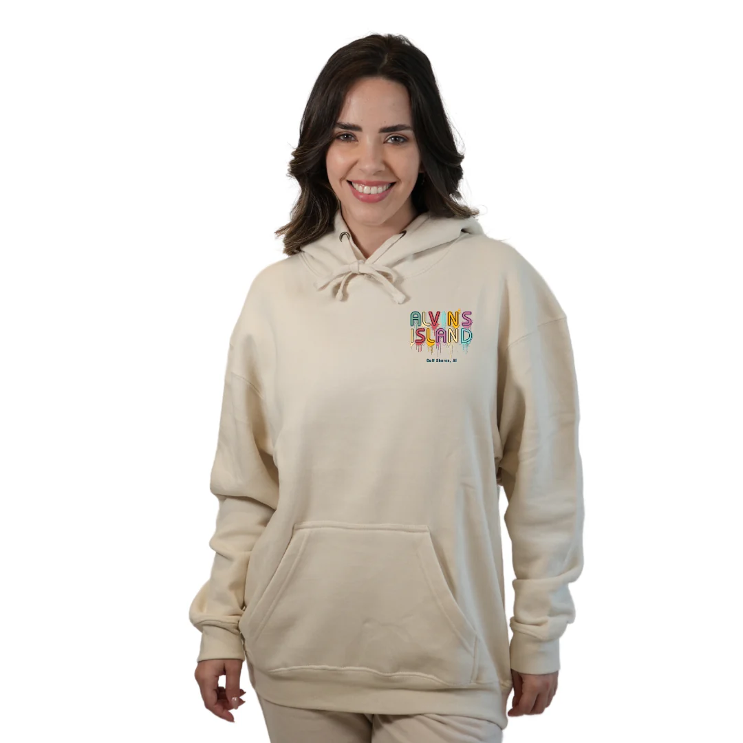 Gulf Shores Pullover Hoodie Women with a Alvin's island  Drip  Painting Design Style 252 - Image 5