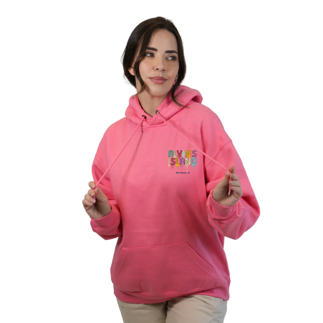 Gulf Shores Pullover Hoodie Women with a Alvin's island  Drip  Painting Design Style 252 - Image 7