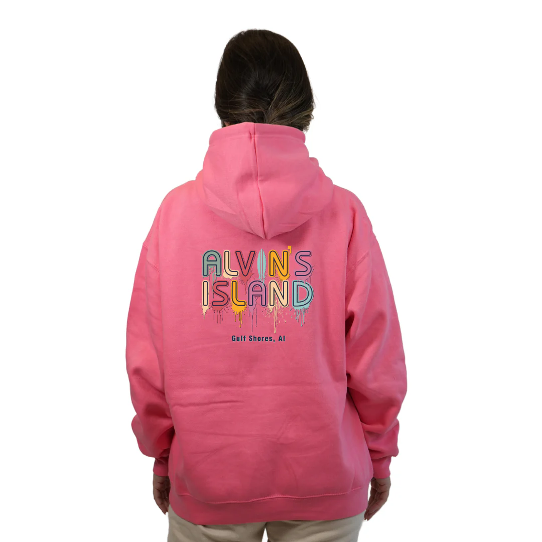 Gulf Shores Pullover Hoodie Women with a Alvin's island  Drip  Painting Design Style 252 - Image 8