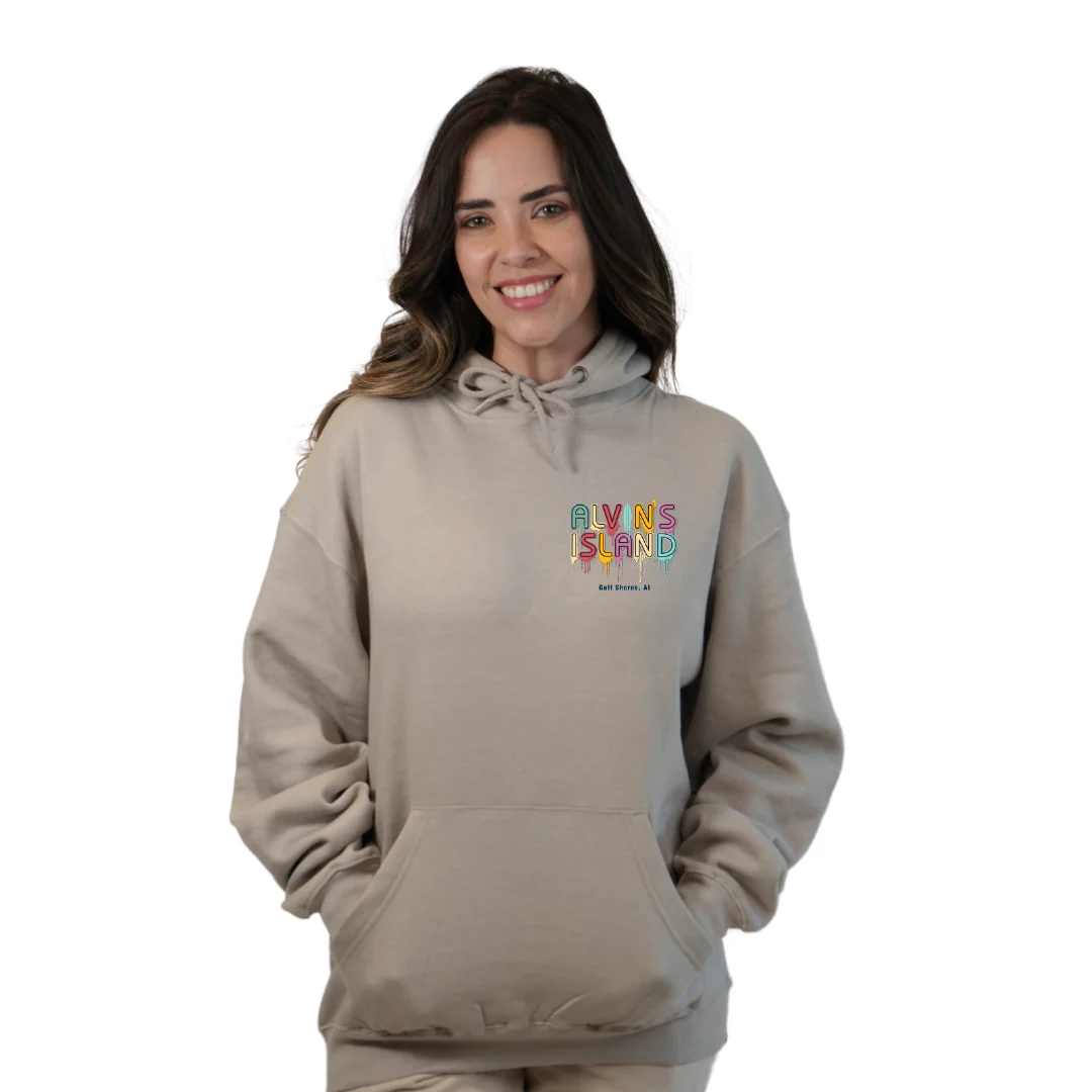 Gulf Shores Pullover Hoodie Women with a Alvin's island  Drip  Painting Design Style 252 - Image 9