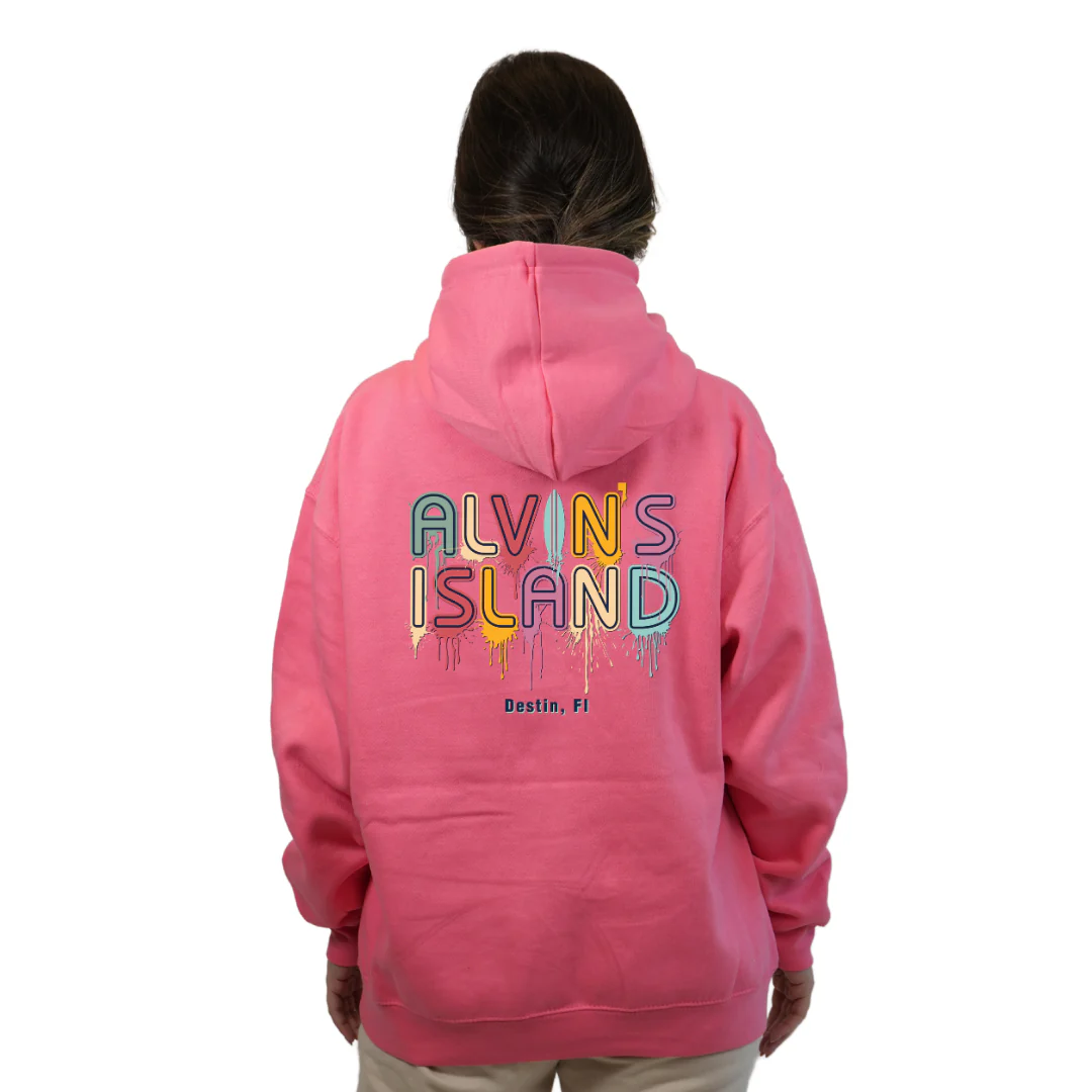 Destin Florida Pullover Hoodie Women with Alvin's Island Drip Panting front and back Design Style 252 - Image 6