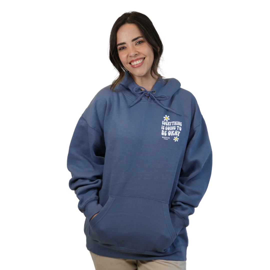 Destin Florida Pullover Hoodie Women with front "Everything is going to be Okay" design and the same back big design Styl 252 - Image 5