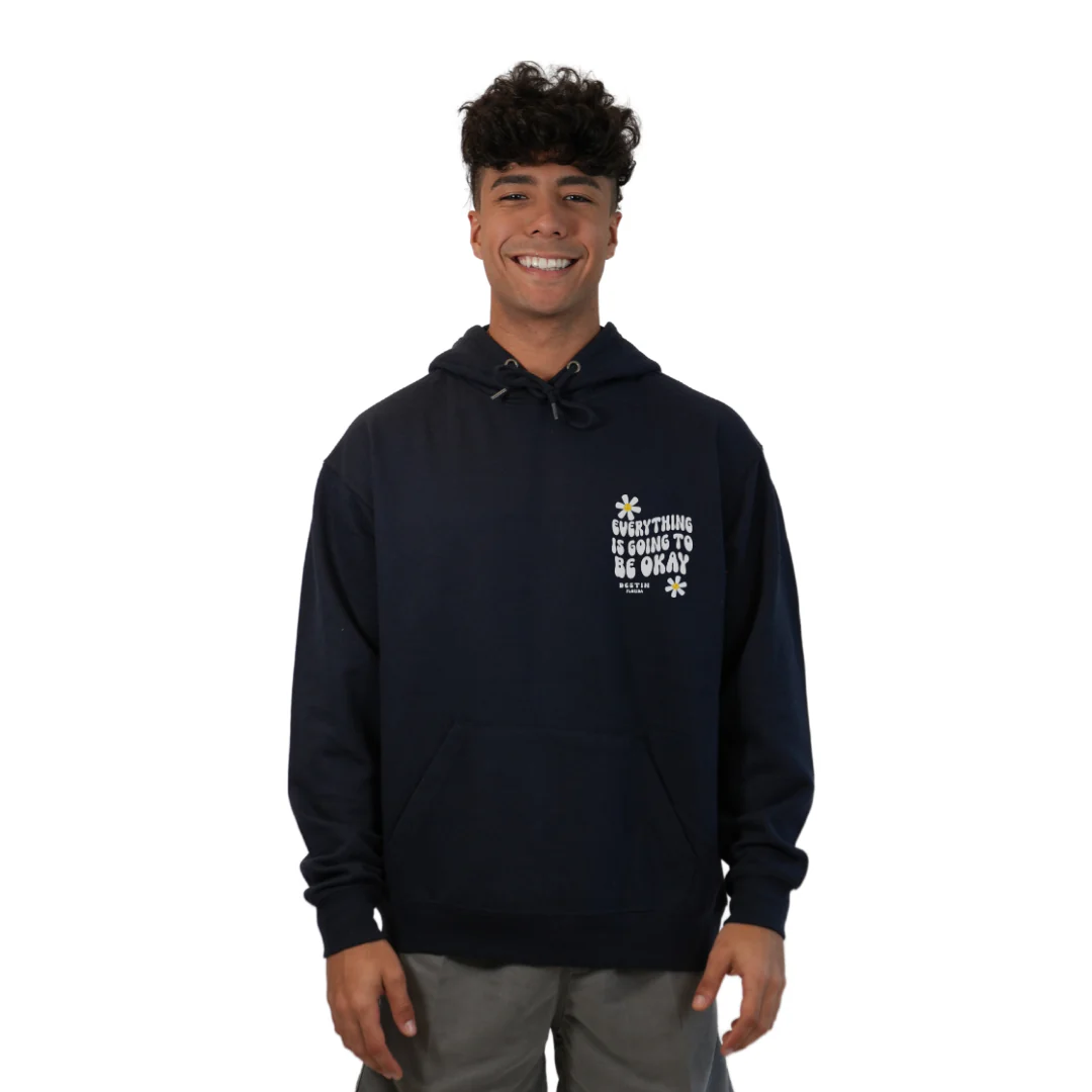 Destin Florida Pullover Hoodie Men with front "Everything is going to be Okay" design and the same back big design Styl 252 - Image 5