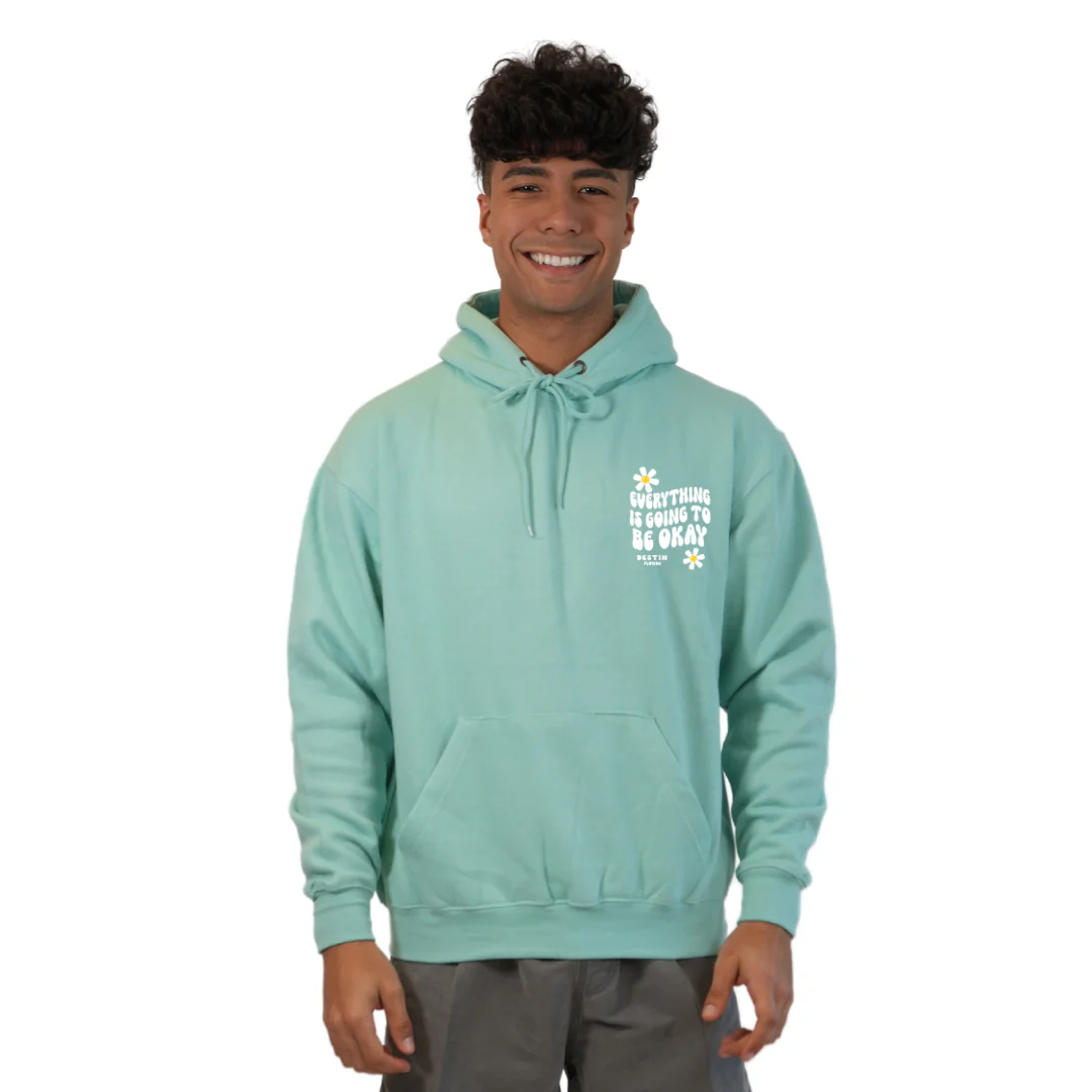 Destin Florida Pullover Hoodie Men with front "Everything is going to be Okay" design and the same back big design Styl 252 - Image 7