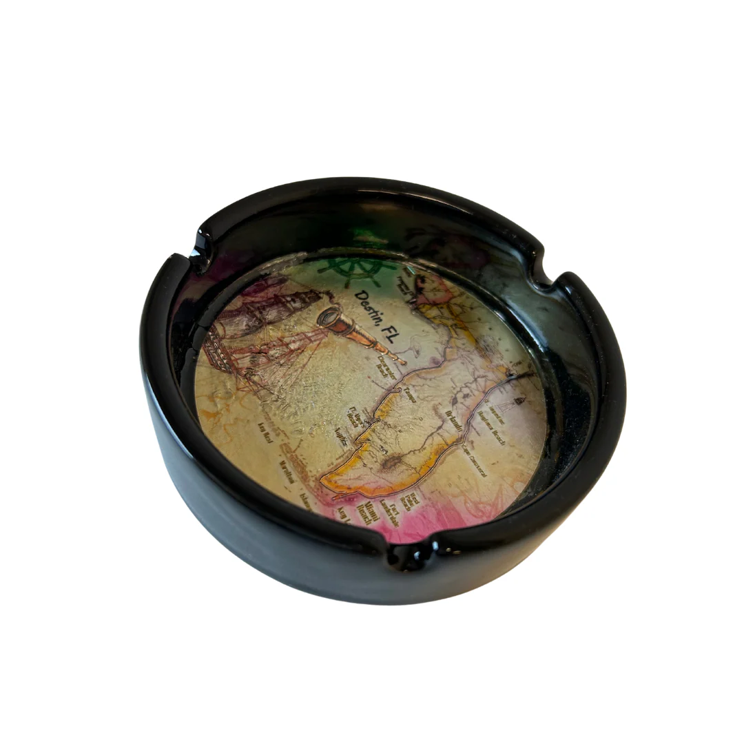 Destin Map Design 4" Diameter Ceramic Round Ashtray - Image 2