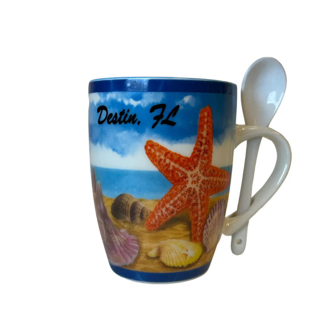 Destin Mug with Spoon Box Shells Design - Image 2
