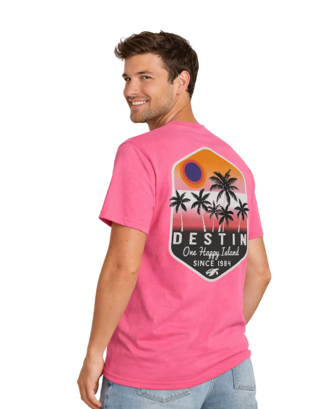 Destin,Fl One Happy island Design Men’s T-Shirt - Image 2