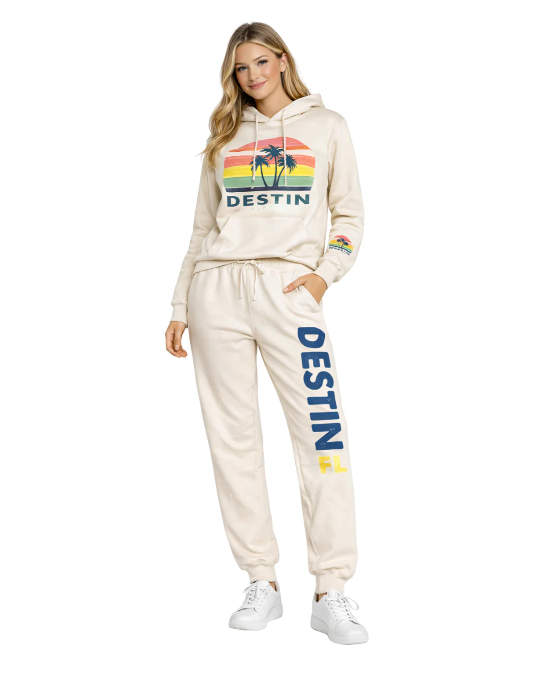 Destin Palm Tree/ Stripes Hoodie -Part of a Set-Style ETP010HD - Image 2