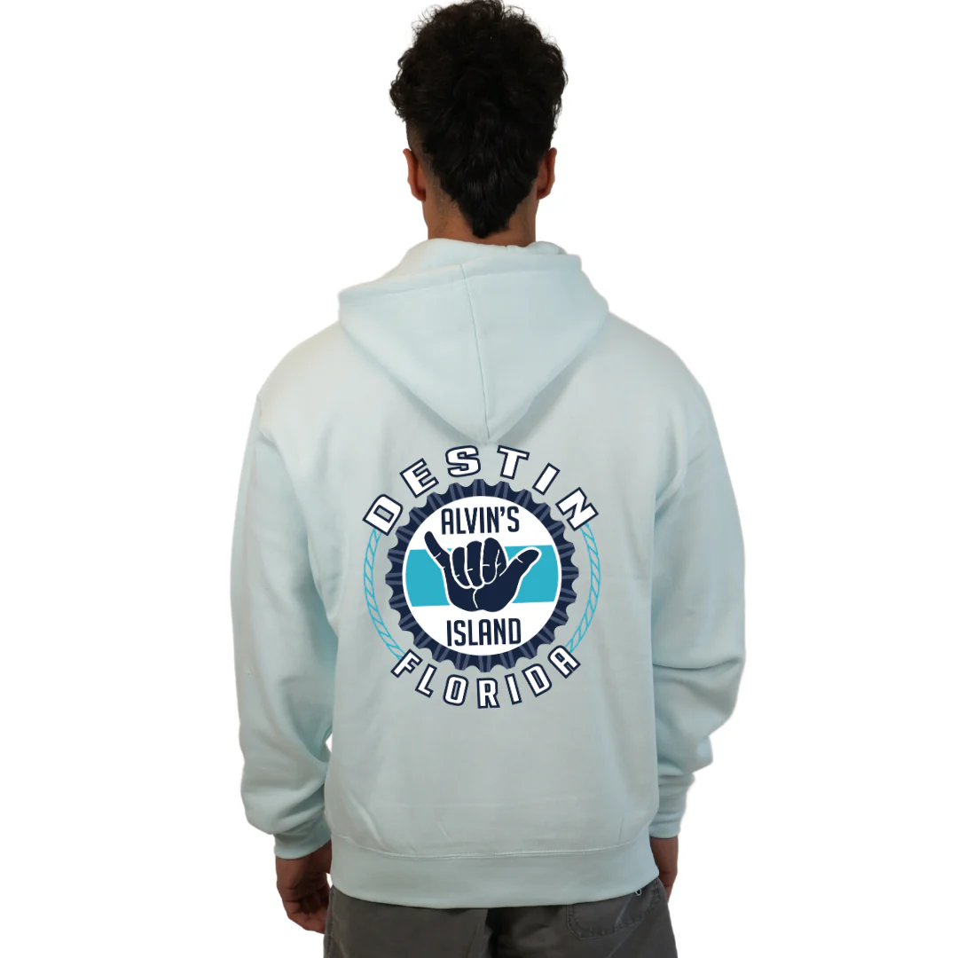 Destin Pullover Hoodie Men with Alvin's Island Hang Loose Front and Back Design Style 252 - Image 10