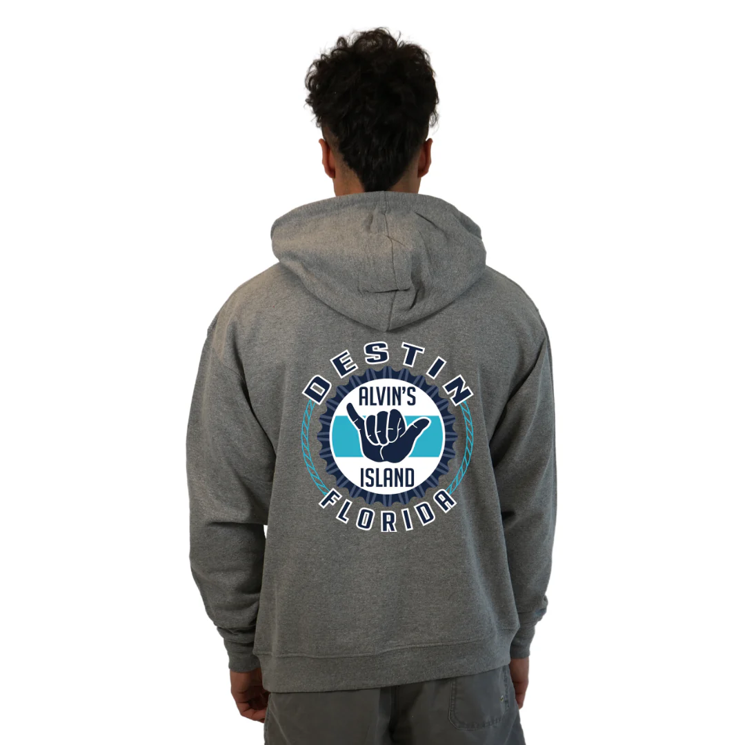 Destin Pullover Hoodie Men with Alvin's Island Hang Loose Front and Back Design Style 252 - Image 12