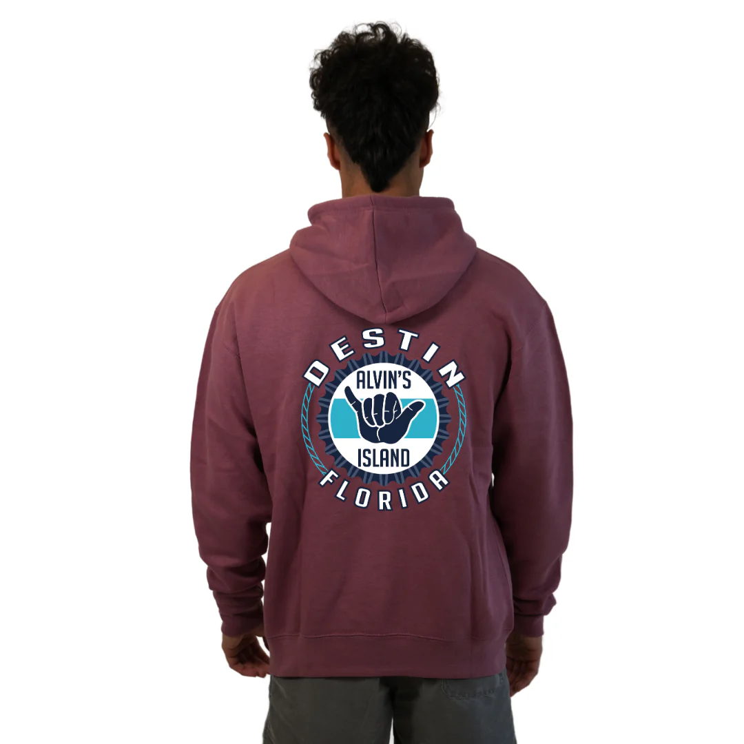 Destin Pullover Hoodie Men with Alvin's Island Hang Loose Front and Back Design Style 252 - Image 20