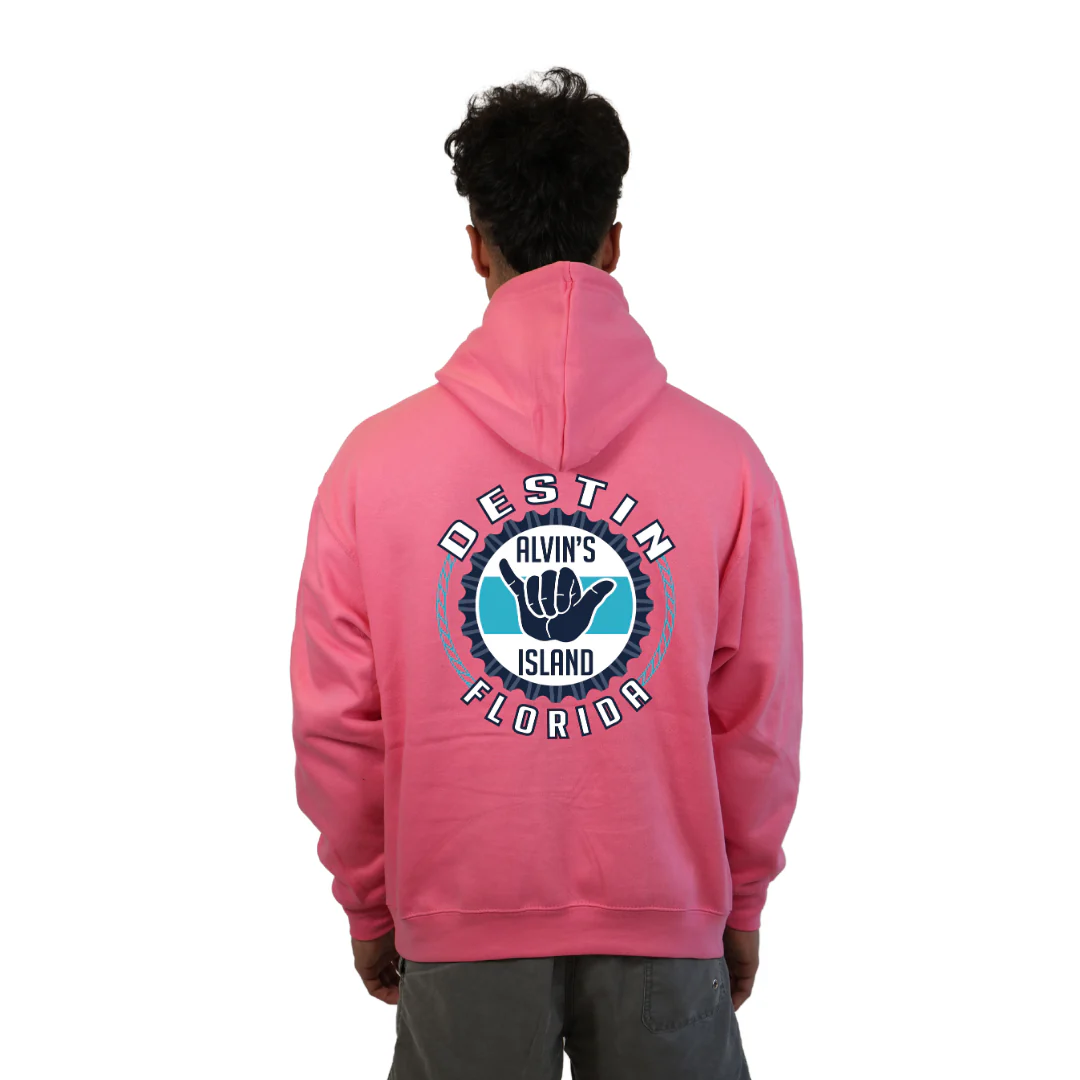 Destin Pullover Hoodie Men with Alvin's Island Hang Loose Front and Back Design Style 252 - Image 4