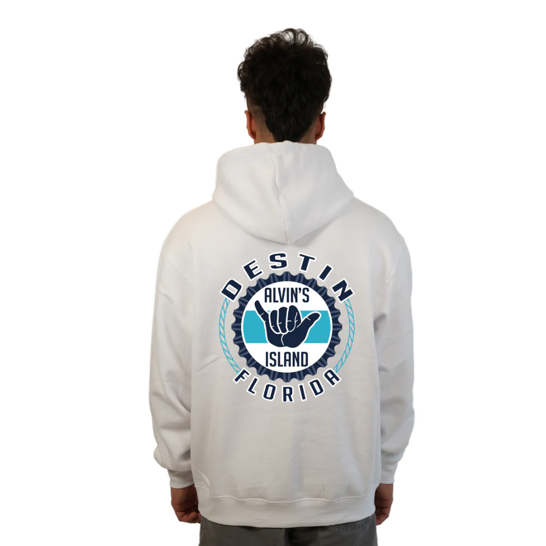 Destin Pullover Hoodie Men with Alvin's Island Hang Loose Front and Back Design Style 252 - Image 6