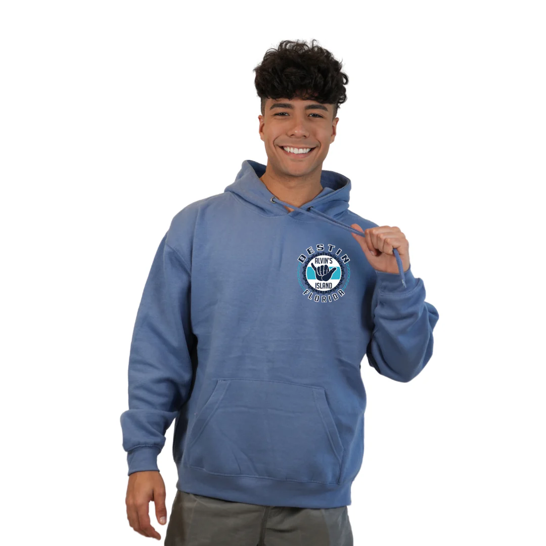 Destin Pullover Hoodie Men with Alvin's Island Hang Loose Front and Back Design Style 252 - Image 7