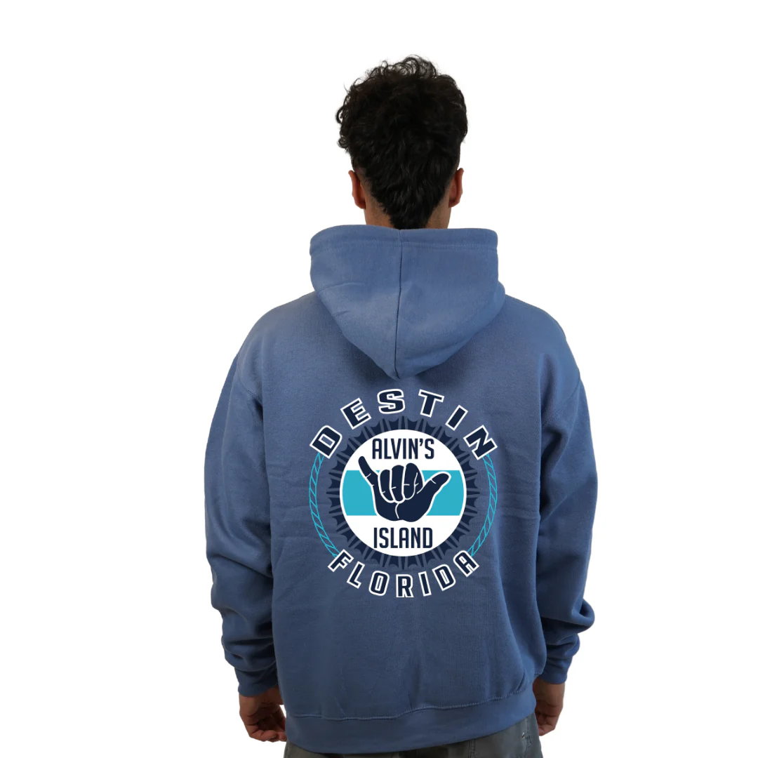 Destin Pullover Hoodie Men with Alvin's Island Hang Loose Front and Back Design Style 252 - Image 8